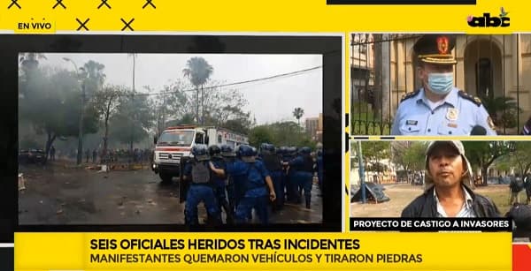 Seis policías sufren heridas en enfrentamiento en inmediaciones del Congreso