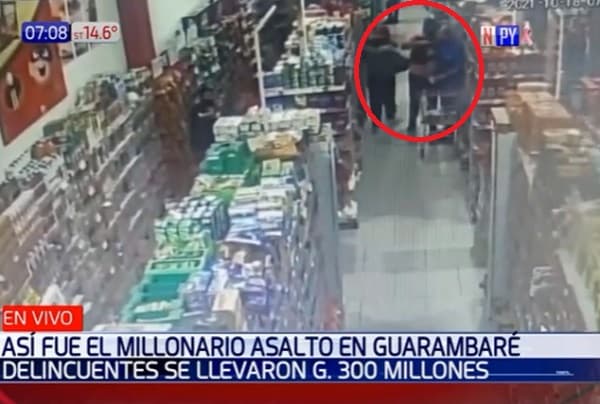 Revelan imágenes del asalto en supermercado de Guarambaré
