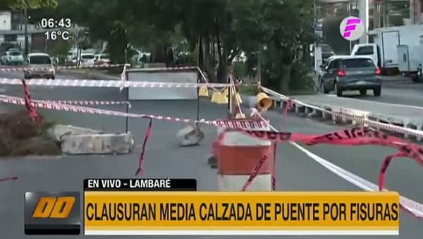 Clausuran media calzada de puente sobre Argaña en Lambaré