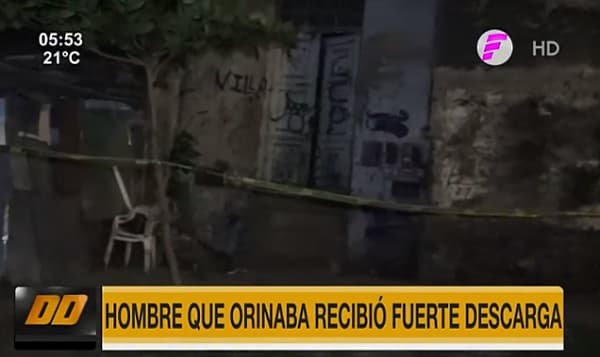 Hombre recibe descarga eléctrica al orinar por muralla