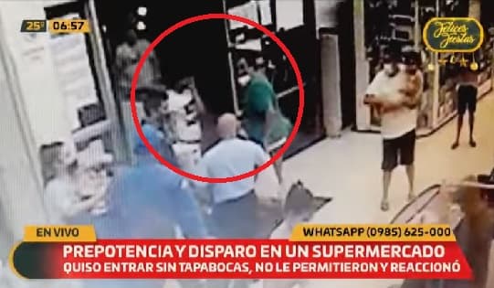 Furioso, dispara contra supermercado por no querer usar mascarilla