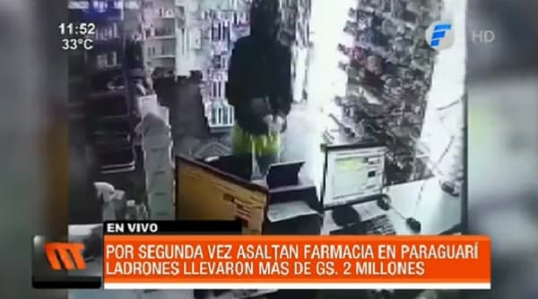 Delincuente se lleva G. 2 millones de farmacia que asaltó por segunda vez