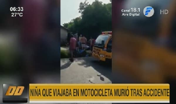 Niña de cuatro años muere en choque entre moto y auto