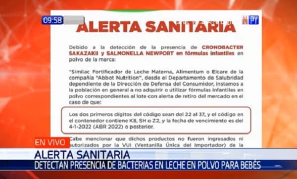 Emiten alerta sanitaria por bacterias en alimento para bebés
