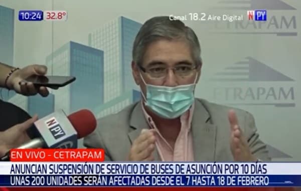 Anuncian suspensión de buses en Asunción por 10 días