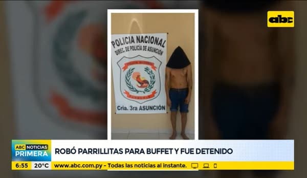 Detienen a sospechoso de robar parrillitas para buffet