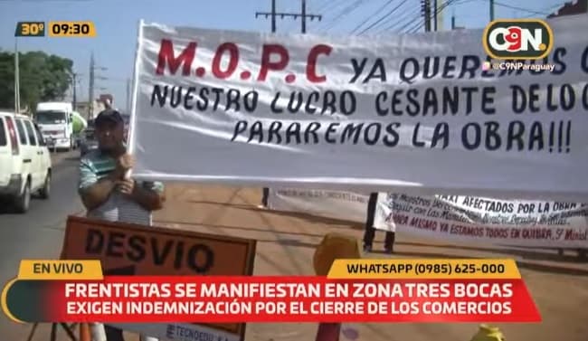 Frentistas dicen estar en quiebra en zona de obras de Acceso Sur