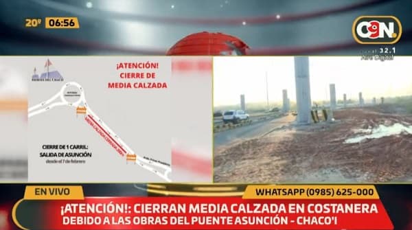 Cierran media calzada en la Costanera de Asunción desde este lunes