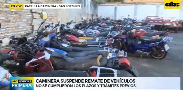 Caminera suspende remate de vehículos
