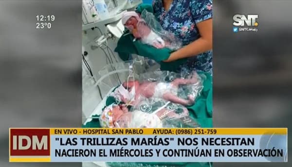 Padres de trillizas recién nacidas apelan a la solidaridad