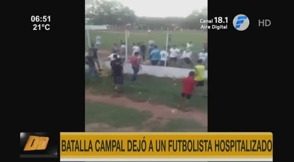 Batalla campal en partido acaba con un futbolista hospitalizado