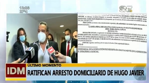 Ratifican arresto domiciliario de Hugo Javier y no podrá acercarse a Gobernación