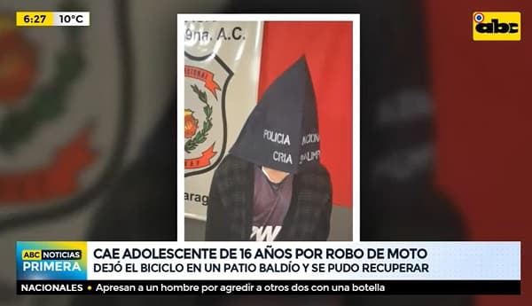 Detienen a adolescente sospechoso de robo de moto