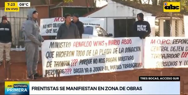 Tres Bocas: Frentistas vuelven a manifestarse en zona de obras