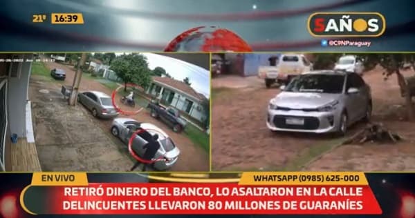 Delincuentes roban G. 80 millones recién retirados del banco