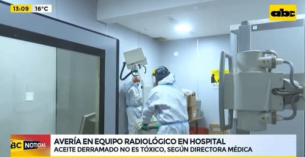 Cortocircuito en equipo de Rayos X genera derrame de aceite