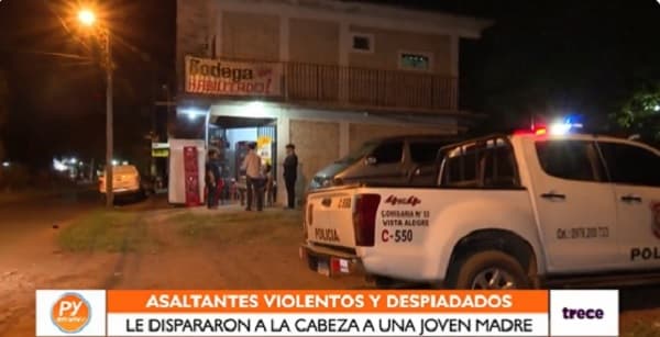 Motochorros balean en la cabeza a joven madre en Ñemby