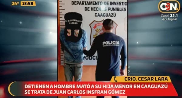 Detienen a sospechoso de matar a su hija de cuatro meses en Caaguazú