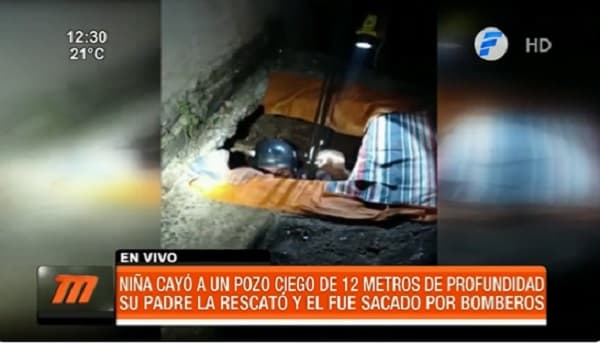 Niña cae a profundo pozo y es rescatada por su padre en Encarnación