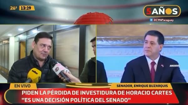 Buzarquis plantea la pérdida de investidura de Horacio Cartes