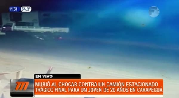 Joven motociclista muere tras chocar contra camión estacionado en Carapeguá