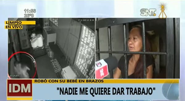 Detienen a joven madre que robó con beba en brazos