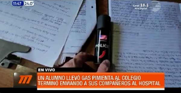 Alumno lleva gas pimienta a colegio de Quiindy y envía a compañeros al hospital