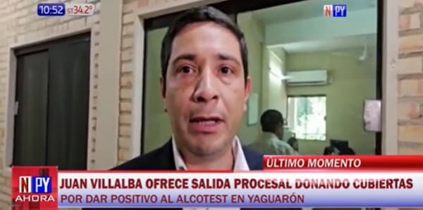 Villalba donará cubiertas a patrullera luego de dar positivo a alcotest