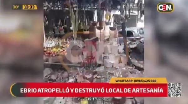 Hombre choca contra local y destruye artesanías en Areguá, reportan