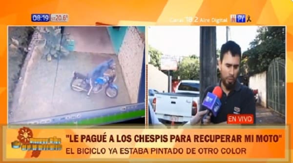 Trabajador “invierte” G. 120.000 para recuperar su moto que fue robada