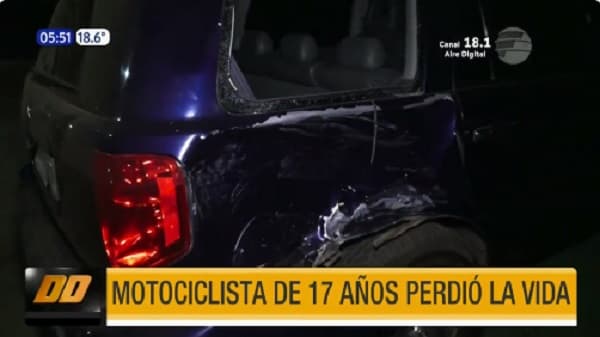 Motociclista de 17 años muere tras chocar contra una camioneta