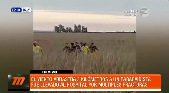 Paracaidista sufre múltiples fracturas tras ser arrastrado por el viento en Paraguarí