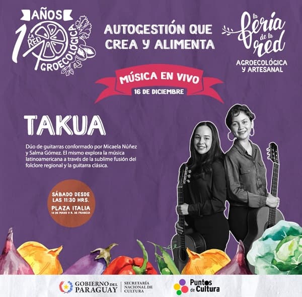 Feria Agroecológica con música en vivo en Plaza Italia