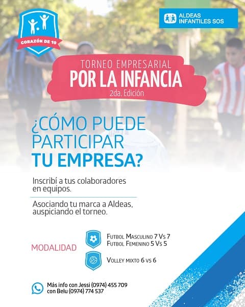 Empresas se unen en torneo solidario por niños de Aldeas SOS