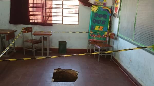 Se hunde el piso de un aula en Caapucú y revela un pozo de 10 metros