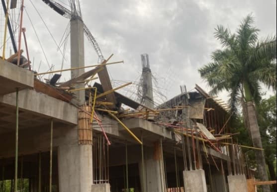 Derrumbe en obra de la UNA deja un trabajador herido