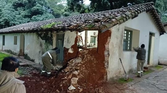 Colapsó parte de las paredes del Herbario del Jardín Botánico