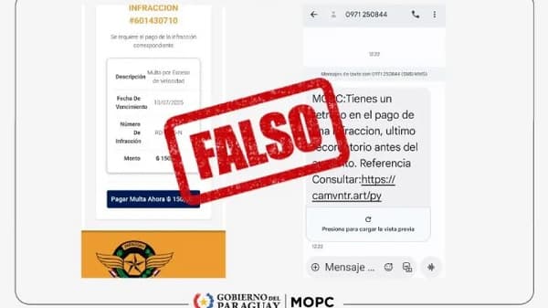 MOPC alerta sobre estafas con multas falsas de la Caminera