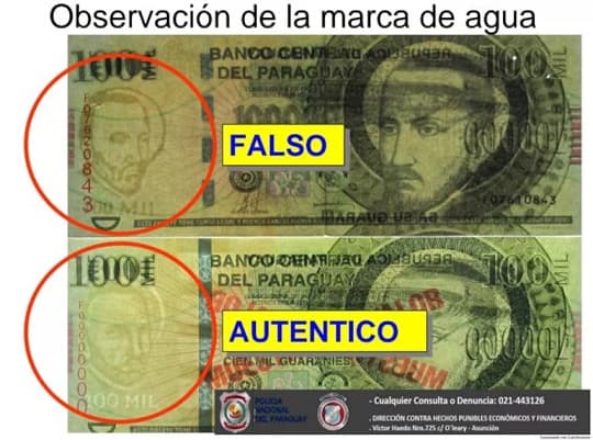 Policía alerta sobre billetes falsos de “doble faz”