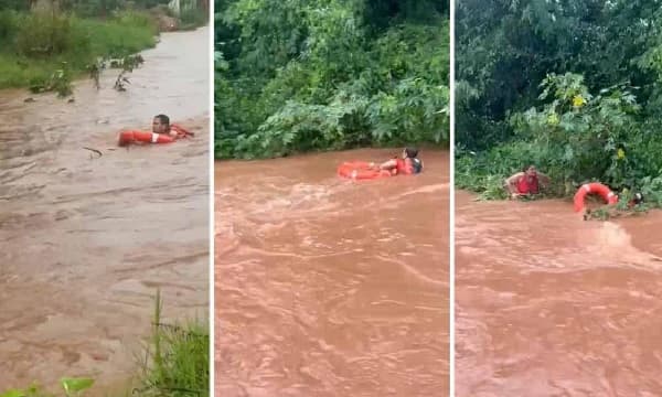 Bombero rescata a mujer arrastrada por arroyo en Capiatá